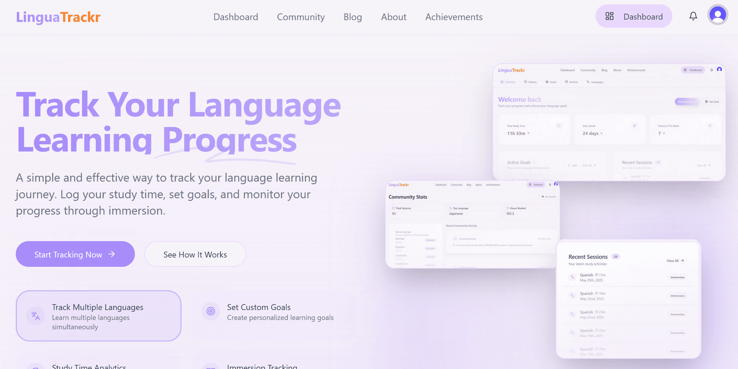 Linguatrackr screenshot